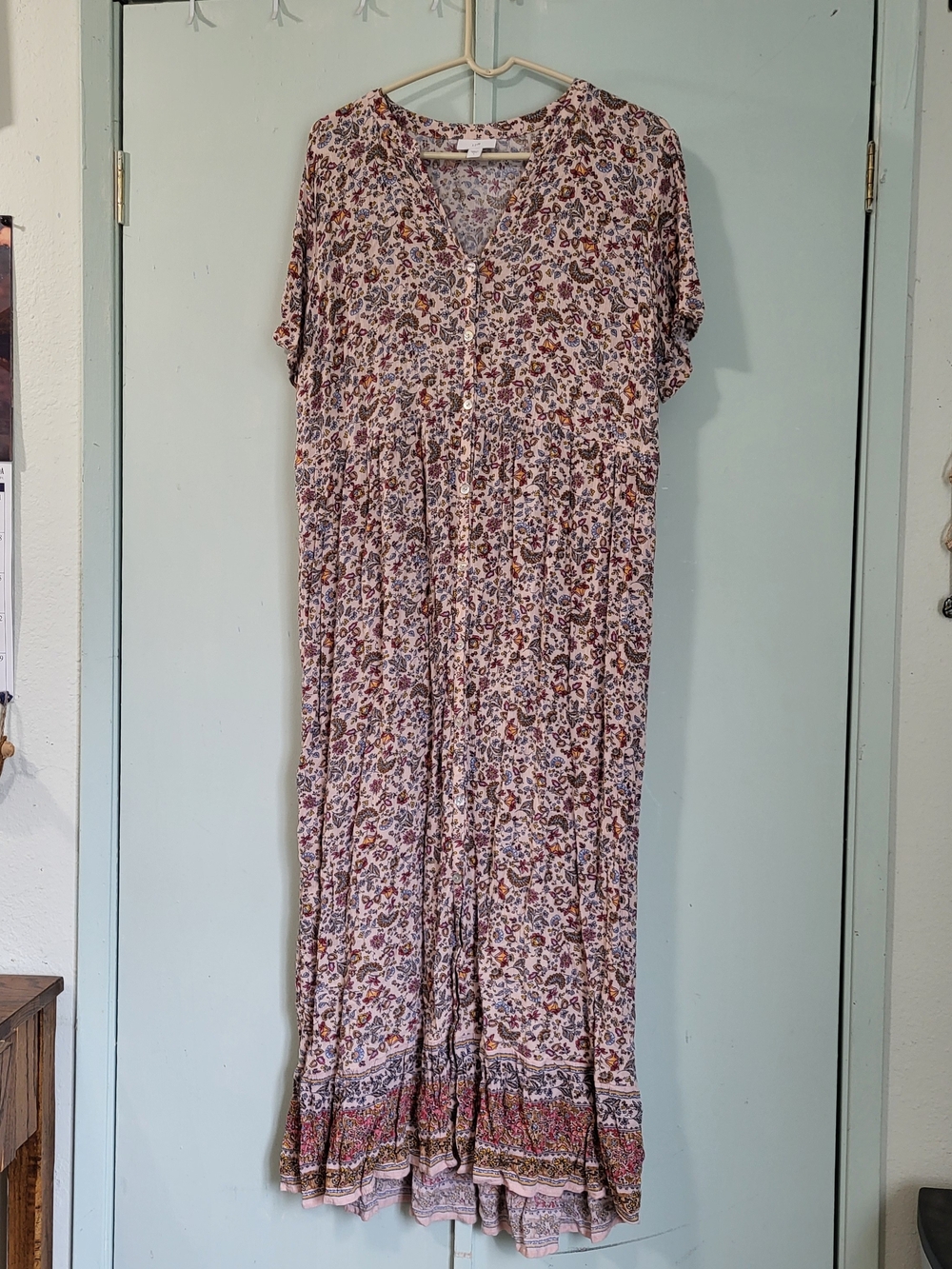 J. Jill Floral Maxi Dress in Pink, Brown and Blue